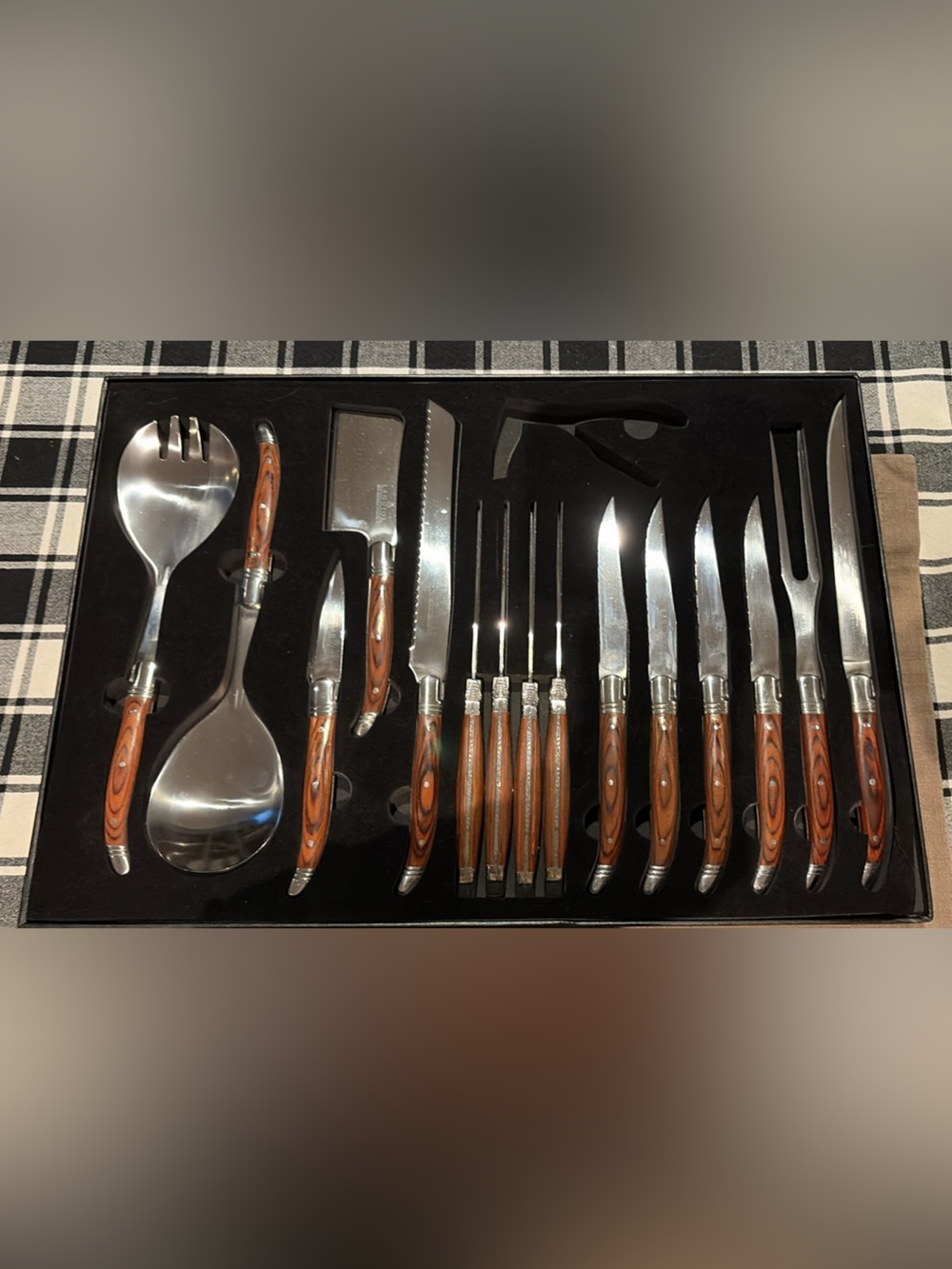 Laguiole Cutlery and Serving Set with Wood Handles